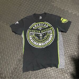 American Fighter Black and Neon Green Long Sleeve Tee